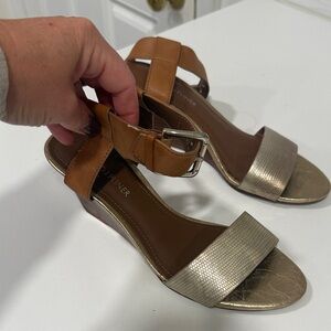 Donald J. Pliner Metallic and Tan Sandals
